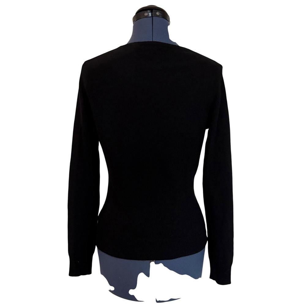 Apt 9 Womens Black 100% Cashmere V Neck Long Sleeve Sweater Minimalist Career M - Picture 3 of 13